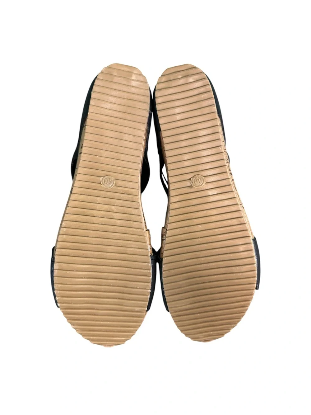 Black Cork Wedge Sandals - Women